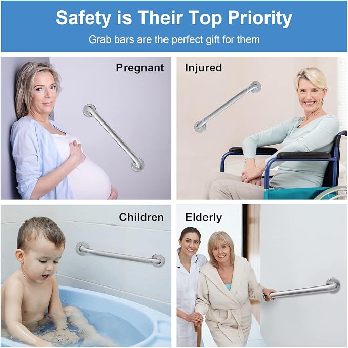 Handicap Grab Bars, 2 Pack 16 Inch Shower Grab Bar - Image 5