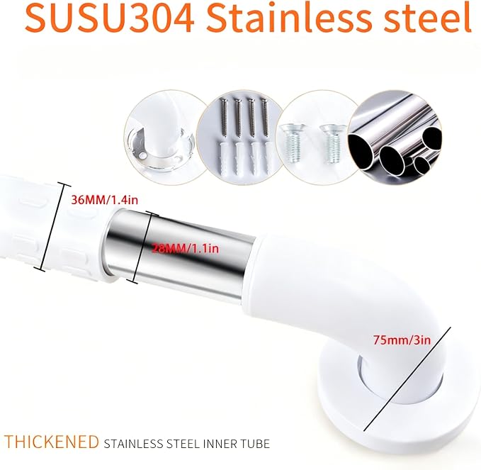 Non-Slip handrails, Stainless Steel Shower Safety Handles, Suitable - Image 3