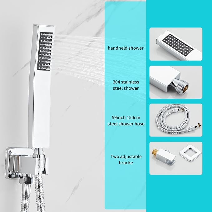 10 Inch Shower Faucet Set, Ceiling Mounted Rainfall Shower System - Image 3