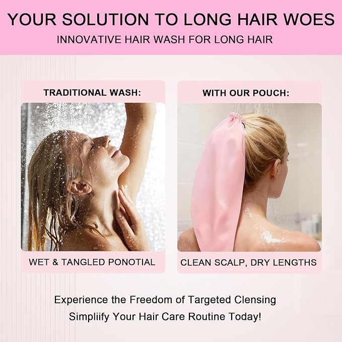 Waterproof Hair Sleeve for Long Hair, Crown Washing Shower Cap Ponytail - Image 5
