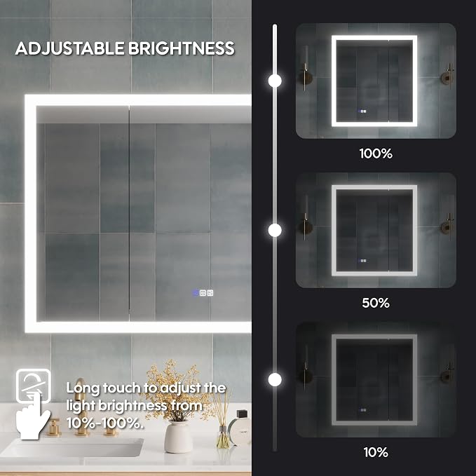 WELLFOR 48 x 32 Inch LED Medicine Cabinet - Image 7
