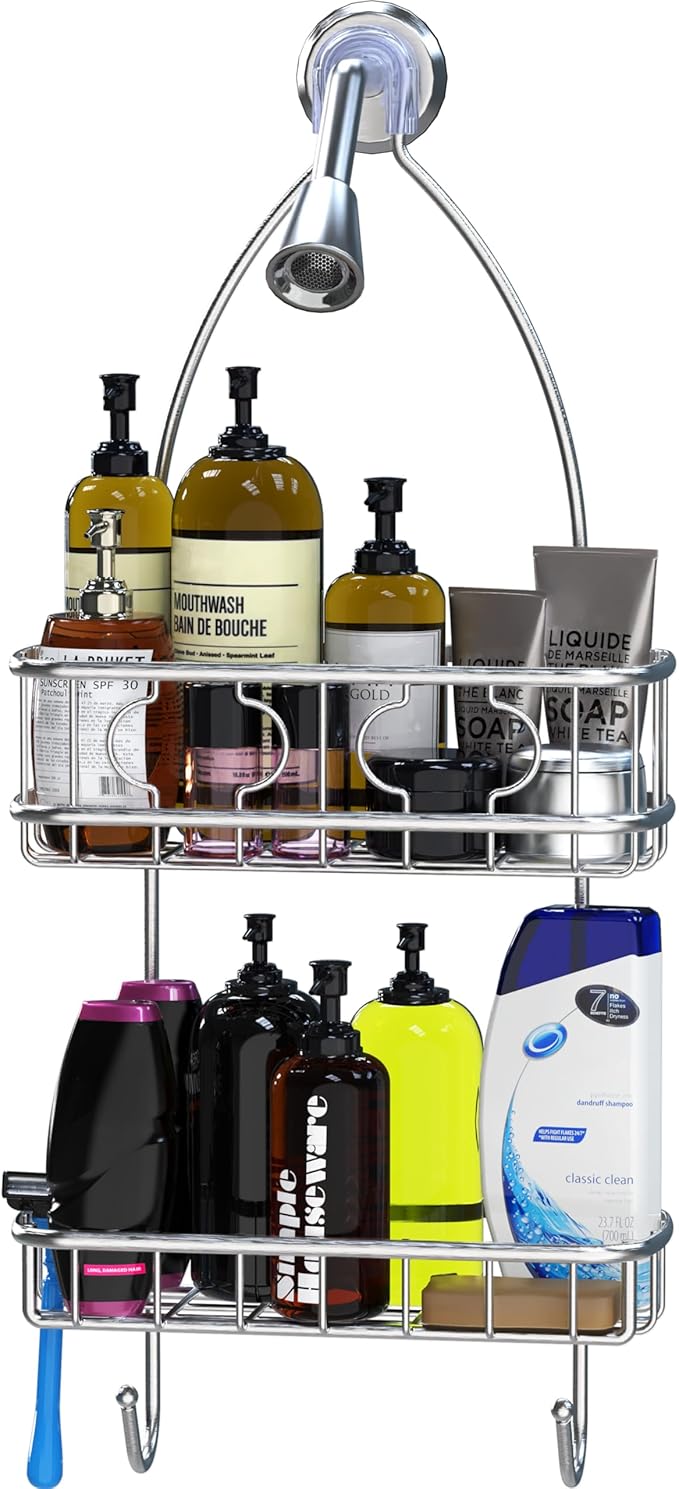 Simple Houseware Stainless Steel Bathroom Hanging Shower Head Caddy Organizer - Image 4