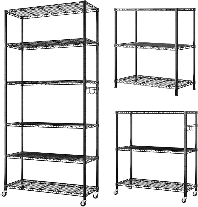 6 Tier Storage Racks Shelving, Heavy Steel Pantry Shelves, Adjustable Wire - Image 7