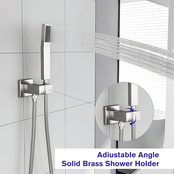 Lordear Rain Shower System 10 Inch Faucet Set Brushed Nickel Finish Stainless - Image 7