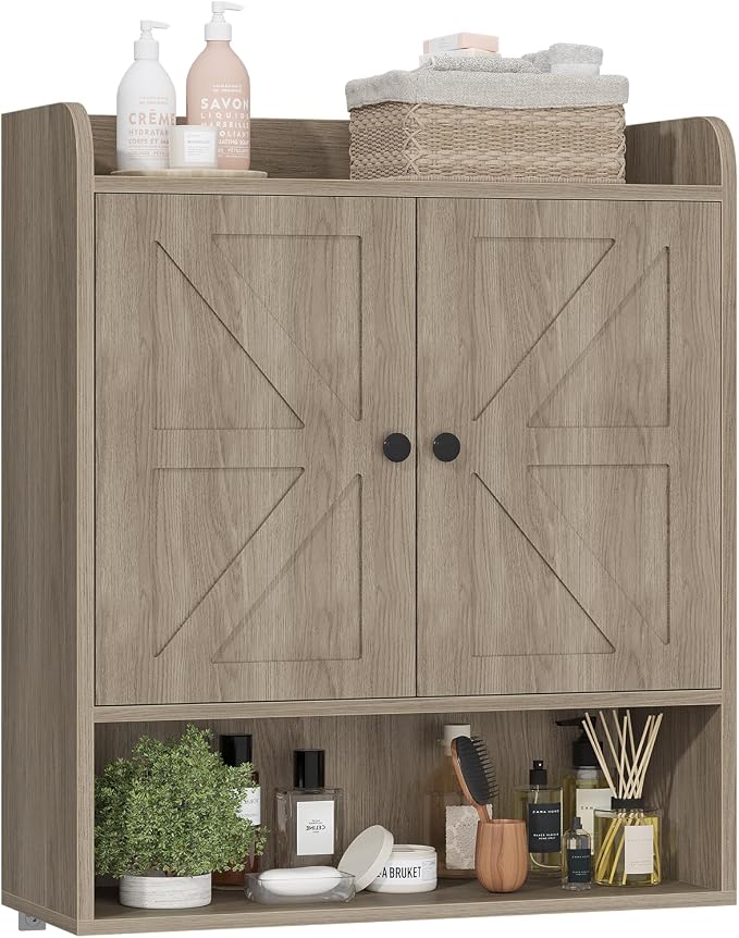 EasyCom 22" W x 26" H Bathroom Wall Cabinet, Farmhouse Medicine Cabinet by EasyCom