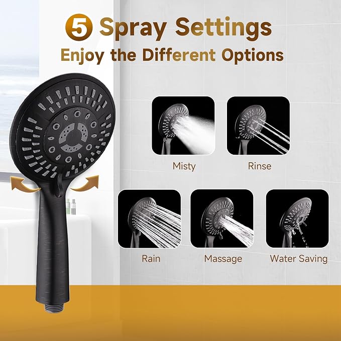 BRIGHT SHOWERS Shower System, 9 Inch Rain Shower Head - Image 7