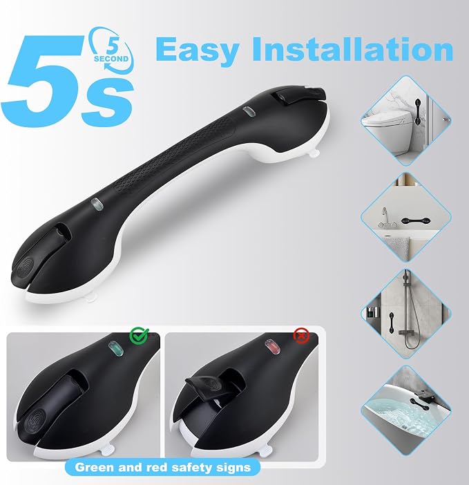 Suction Grab Bars for Bathtubs and Showers, Heavy Duty Shower Handle Removable - Image 4