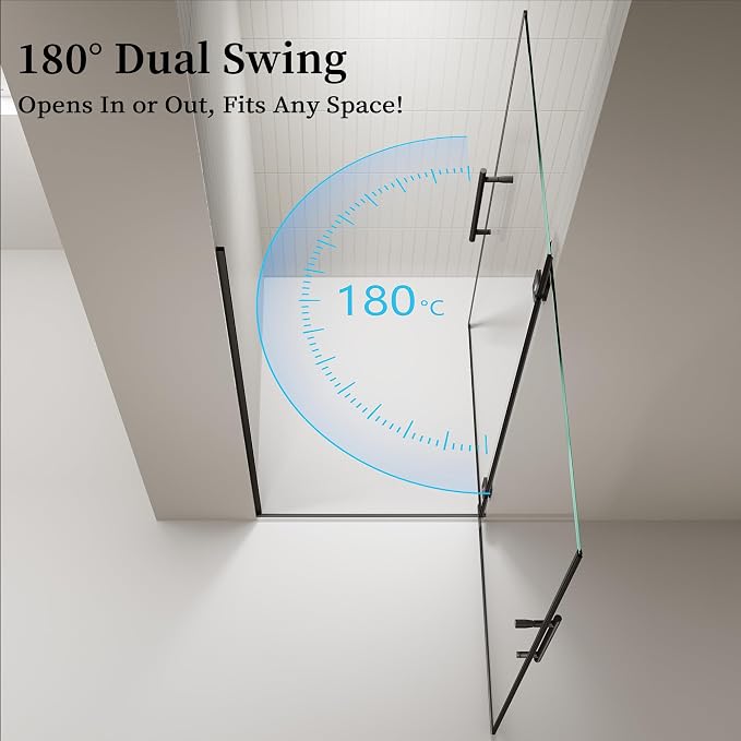 Frameless Hinged Shower Door, Single Swing Shower Panel - Image 2