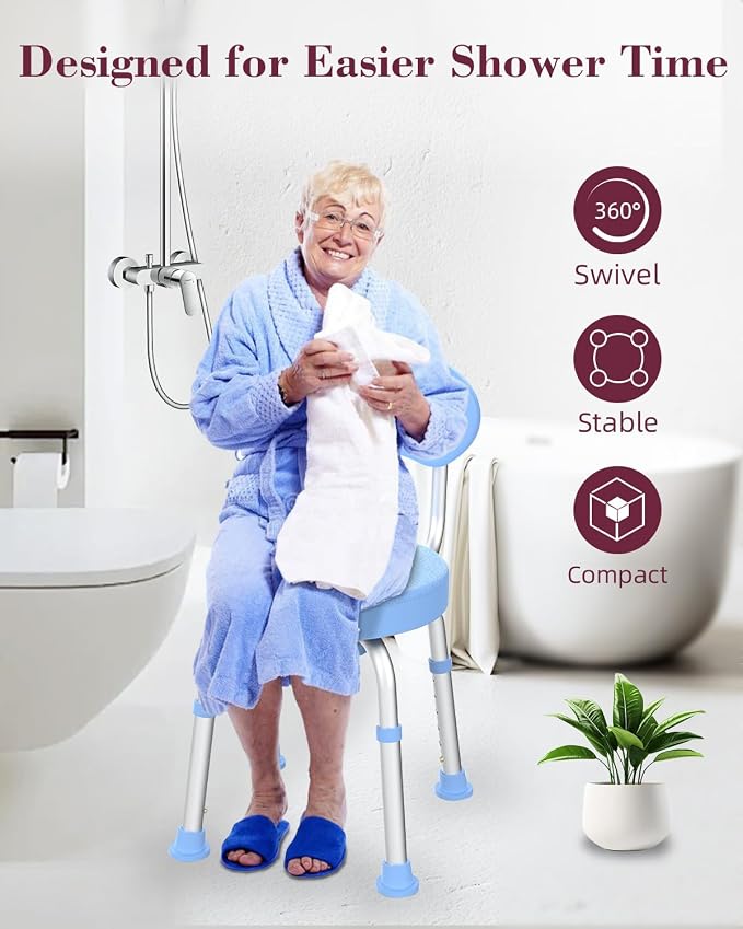 Swivel Shower Chair, 360° Non-Slip Shower Seat - Image 8