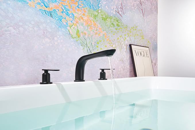 SITGES Classic Bathtub Faucet, 2-Handle Matte Black Tub Filler, 3-Hole - Image 2