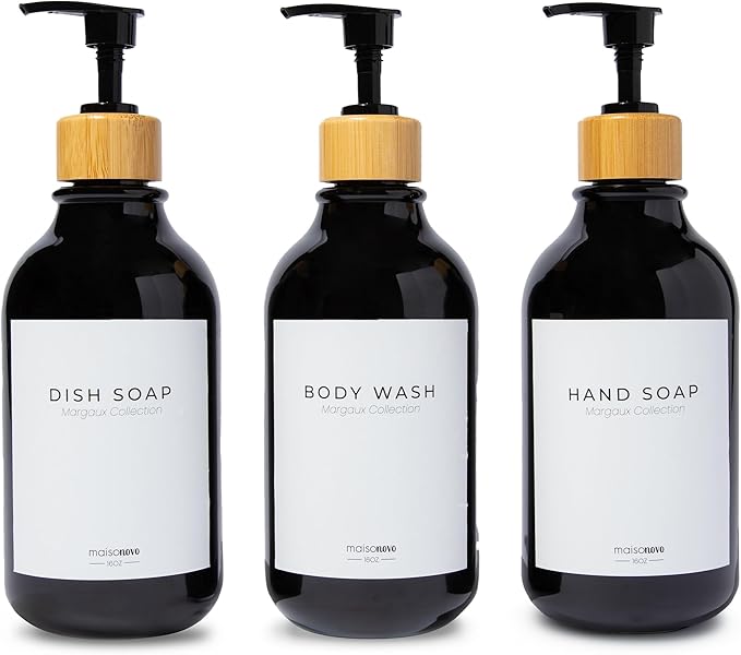 MaisoNovo Refillable Shampoo and Conditioner Bottles | 16.9 fl oz Set of 3 by MaisoNovo-TheArtofSustainableLiving