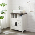 Bathroom Floor Cabinet, Farmhouse Storage Cabinet, Adjustable Shelf, Barn Doors by Minifeel