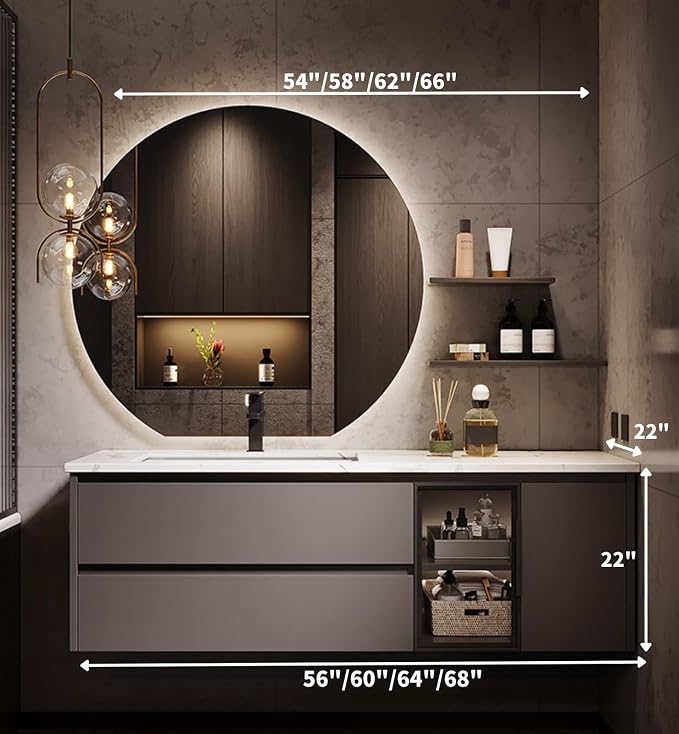 64IN Bathroom Vanity with Sink, Floating Modern Bathroom Vanity Include LED - Image 2