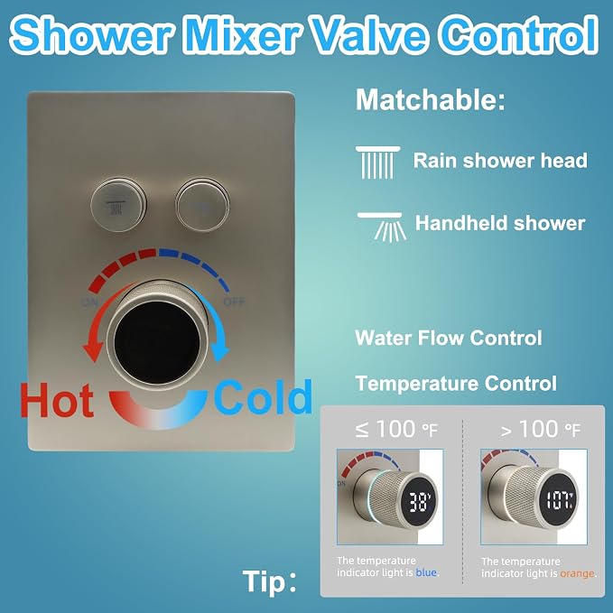 Digital Display Shower Valve Shower Valve 2 Way Shower Diverter Valve Shower - Image 2