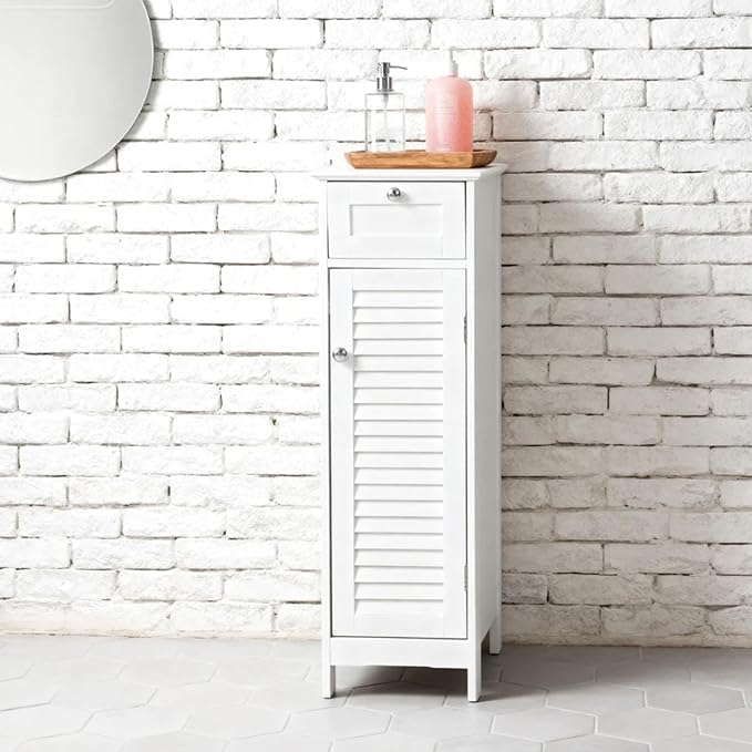 Slim Bathroom Storage Cabinet, Freestanding Narrow Floor Cabinet by Unknown