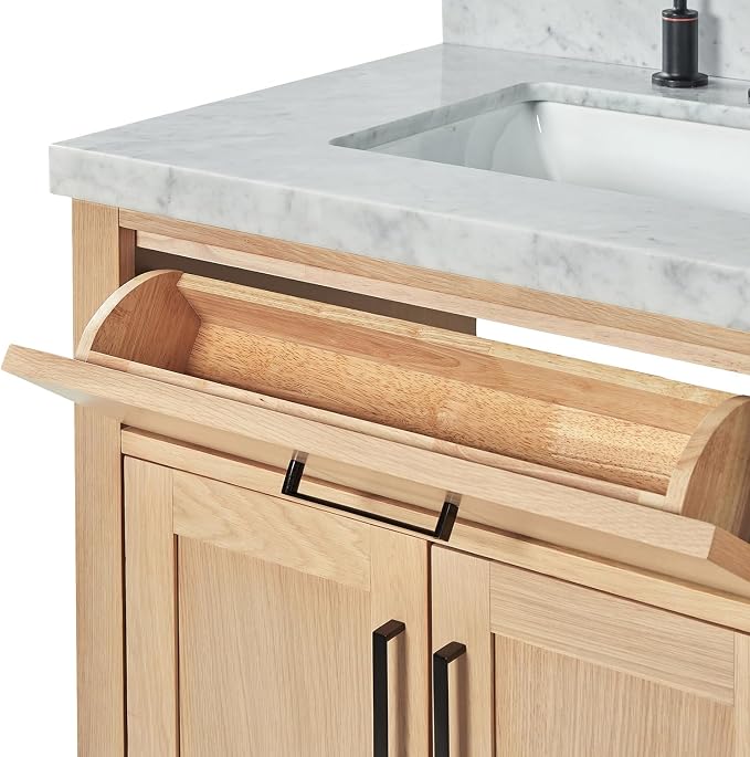 ARIEL Double Bathroom Vanity 73" Inch Oak - Image 9