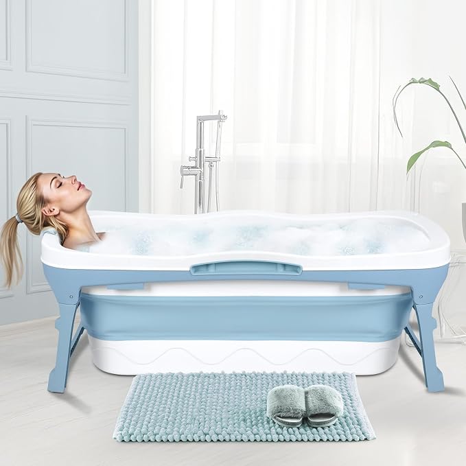 56” Portable Bathtub for Adults, Large Foldable Collapsible Tub by Unknown