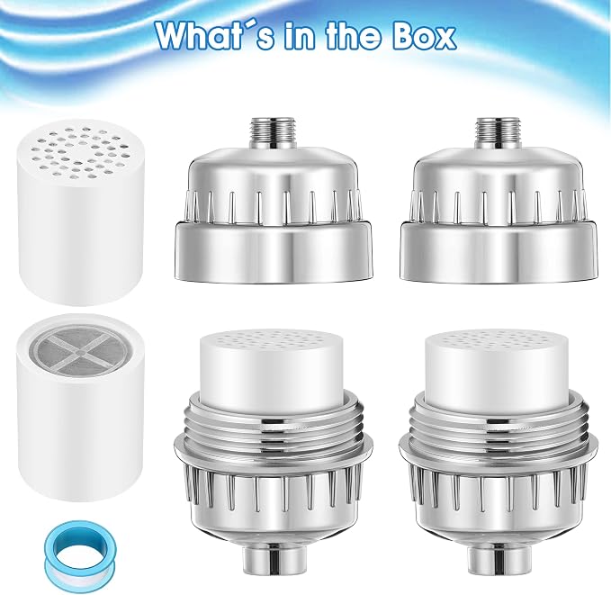 2 Pcs Shower Filter with 4 Pack 20 Stage Shower Filter Replacement, Heavy Duty - Image 3