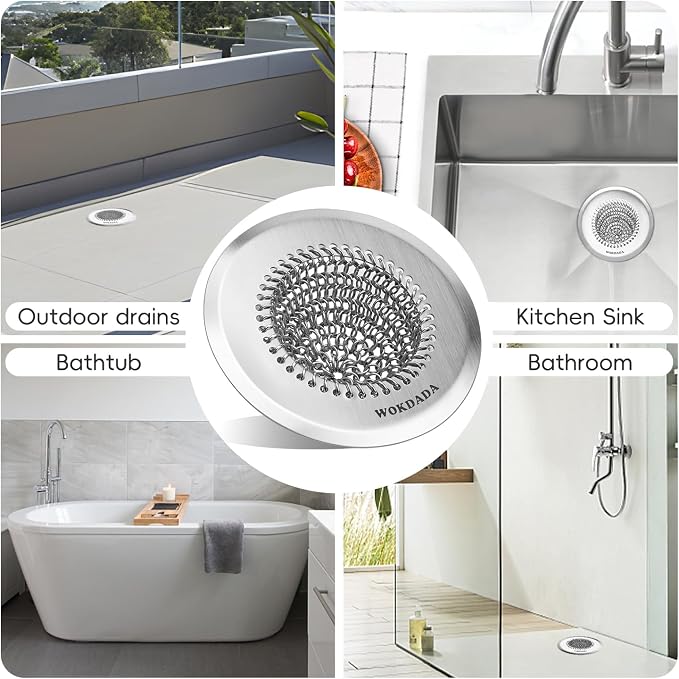 2 Pack Wokdada Bathtub Drain Hair Catcher, Wokdada Fast Drainage Shower Drain - Image 6