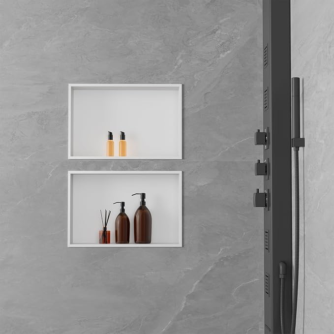 Achelous Stainless Steel Insert Shower Niche 18" X 12" NO Tile Needed, Recessed - Image 2