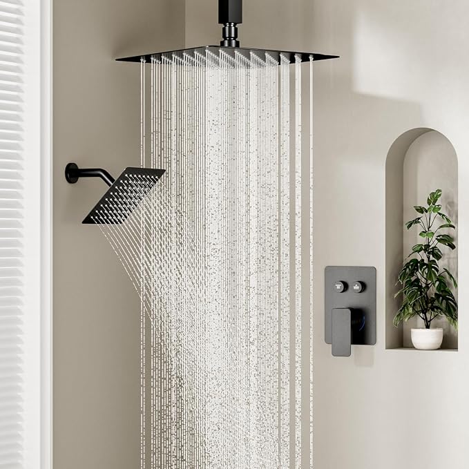 Shower Faucet Set Matte Black Shower System, STARBATH 10" Ceiling Mount Rain - Image 6