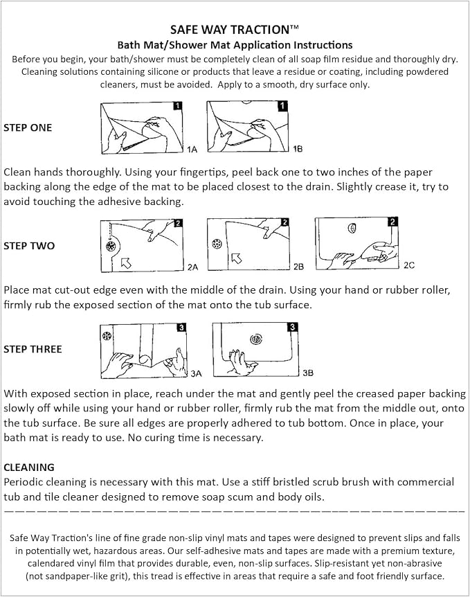 Safe Way Traction 16" X 40" White Adhesive Vinyl Anti Slip Non Skid Safety Bath - Image 6