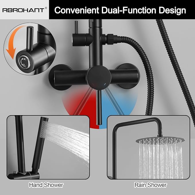 RBROHANT Outdoor Shower, Wall Mount Outdoor Shower Kit, Outside Shower Faucet - Image 4
