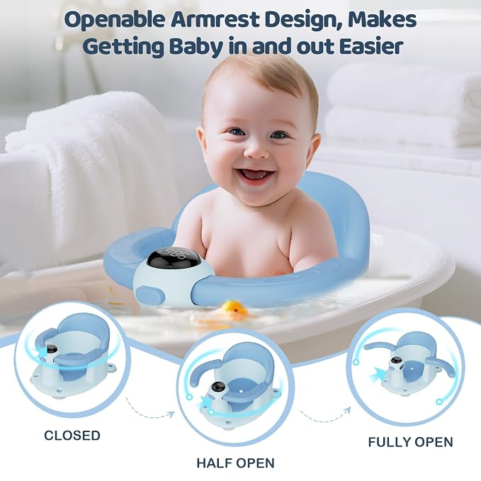 Baby Bath Seat-for Babies 6 Months & up, Water Temperature Display+Soft Cushion - Image 5