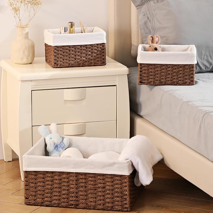 Vagusicc Wicker Basket, Decorative Rectangle Wicker Storage Basket Bins - Image 6
