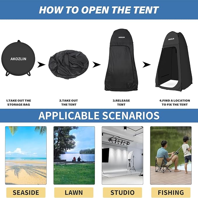 AKOZLIN Portable Pop Up Shower Tent Instant Privacy Dressing Changing Tent - Image 5