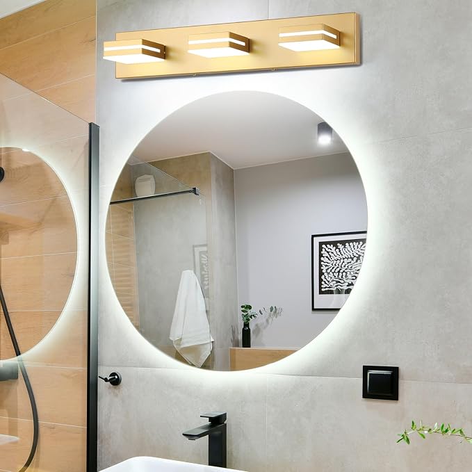 SineRise LED Modern Bathroom Vanity Light Fixtures, Matte Gold Modern Acrylic - Image 8
