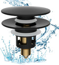 Hibbent All Metal 2 in 1 Bathroom Sink Stopper, Universal Pop Up Drain Strainer by Hibbent