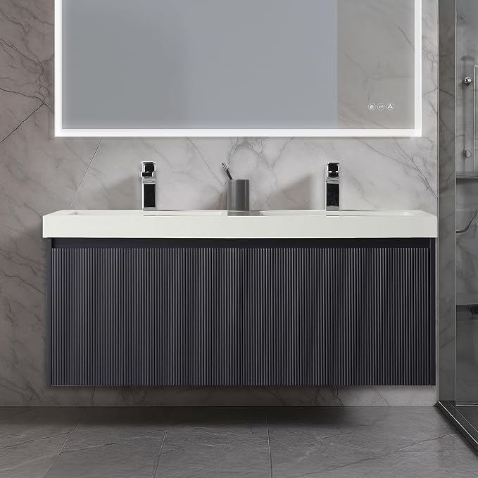 Blossom 48 Inch Double Sink Bathroom Vanity, All Wood Wall Mounted Floating by BLOSSOMKitchenBath