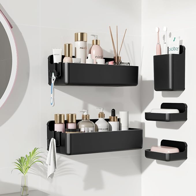 Nieifi Shower Shelves 5 Pack, Adhesive Shower Wall Shelf Organizer - Image 9
