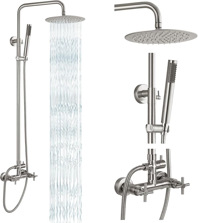 gotonovo Outdoor Shower Fixtures SUS304 Stainless Steel Rain Shower Kit Faucet by HOME