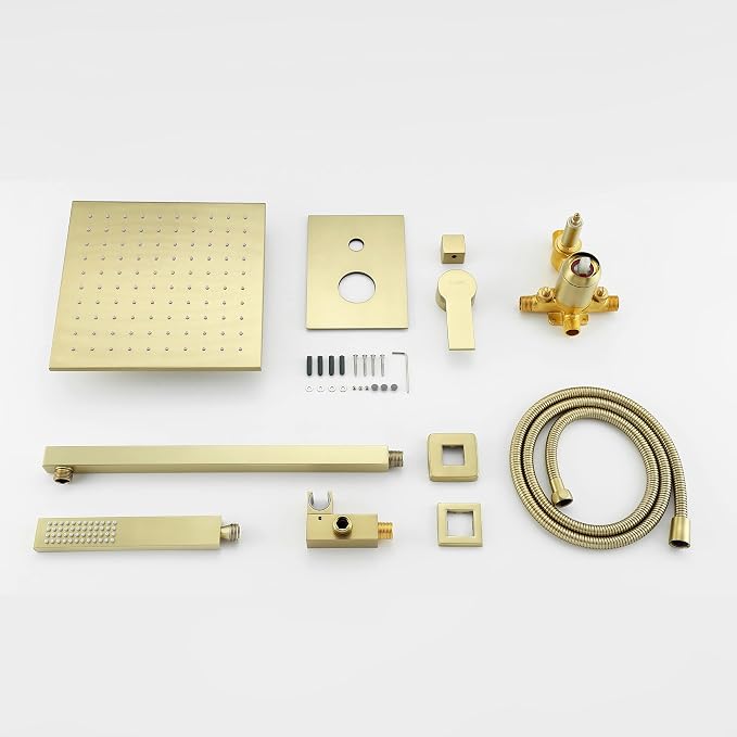 SHAMANDA Brass Rainfall Shower System, Luxuly Bathroom Shower Faucet Combo Set - Image 9