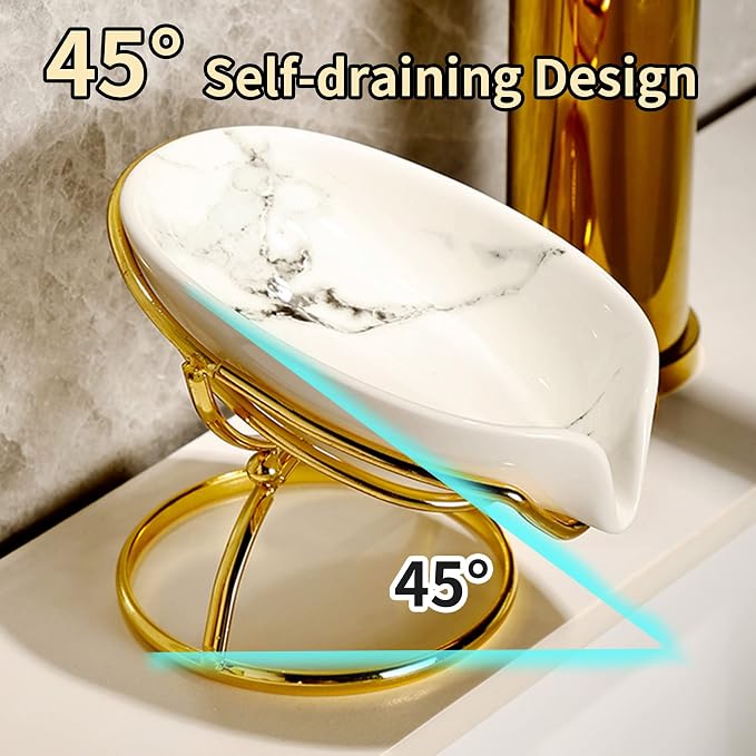 Leaf-Shaped Soap Dish – Ceramic Soap Bar Holder - Image 7