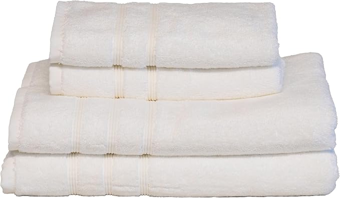 Mosobam Luxury Turkish 4pc Towel Set 30X58 16X30 White 700 GSM Bamboo Viscose & by Mosobam