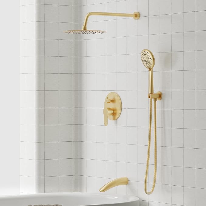 Gabrylly Shower System with Tub Spout, Bathtub Shower Faucet Set with 10" Rain - Image 3