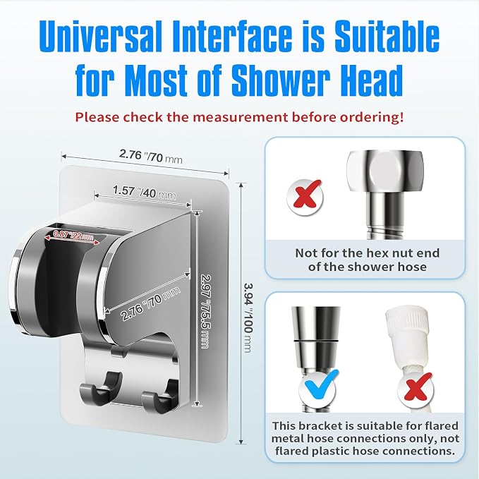 JONKEAN Shower Head Holder Without Drilling, 3m Handheld Shower Head Holder - Image 2