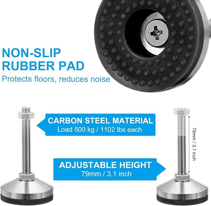PATIKIL Furniture Leveling Feet 3.2" Dia Base M12 Thread - Image 3