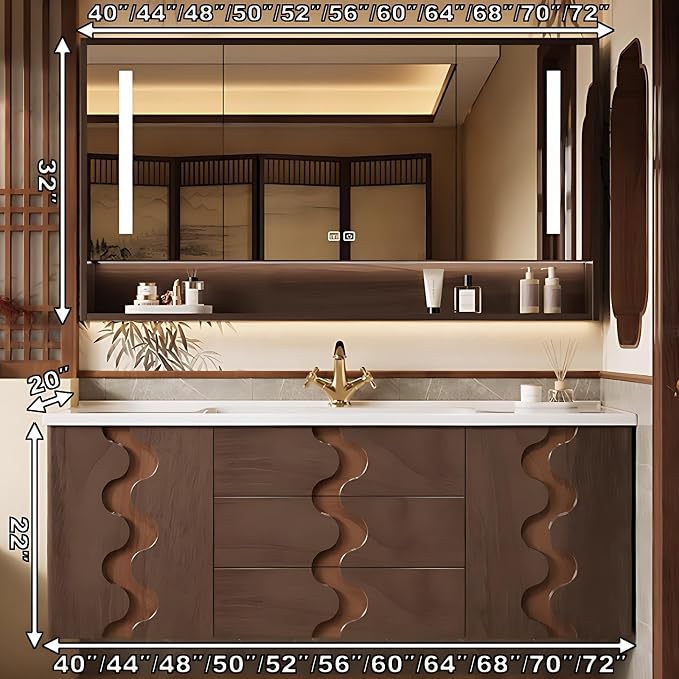 60 inch Bathroom Vanity with Sink – Modern Wall Mounted Bathroom Vanity Cabinet - Image 2