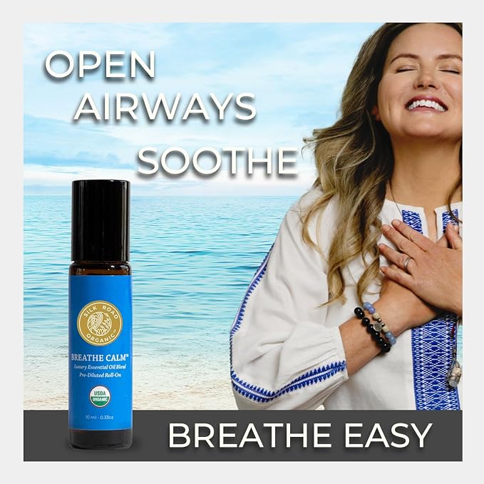 Silk Road Organic Breathe Calm Essential Oil Breathe Easy Blend Roll On - Image 3
