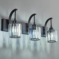 3-Light Crystal Vanity Light, Modern Black Bathroom Wall Sconce by FDPBY