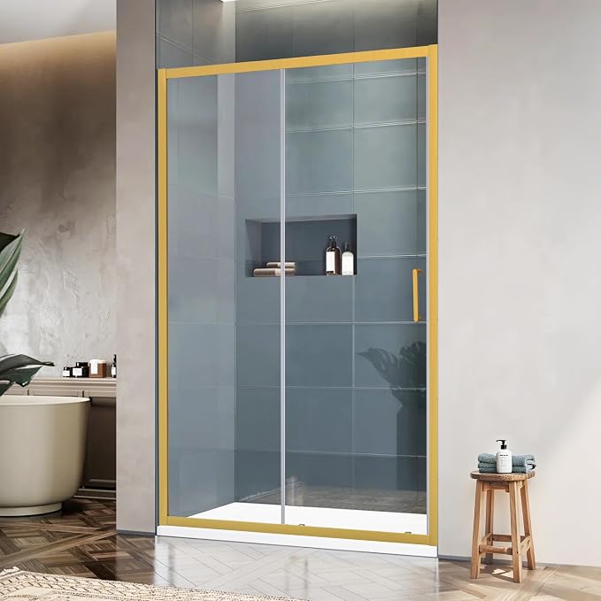 Bathroom Shower Glass Door 45.4"-47" W×76" H, Single Sliding Shower Door by SHOWERBATHTUBDOORSDEVELOPER