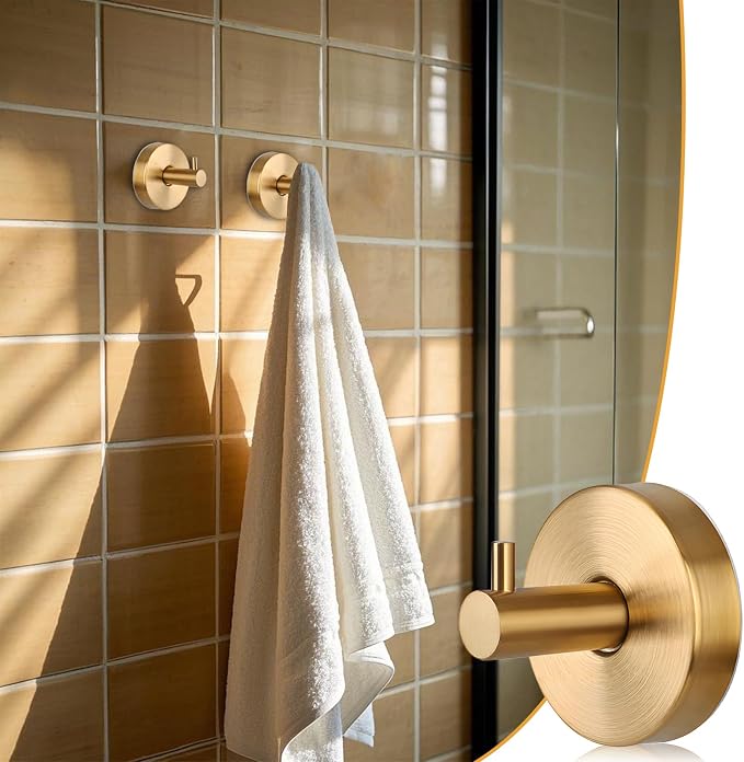 2 Pcs Suction Shower Hooks, Stainless Steel Gold Suction Cup Hook, Removable - Image 4