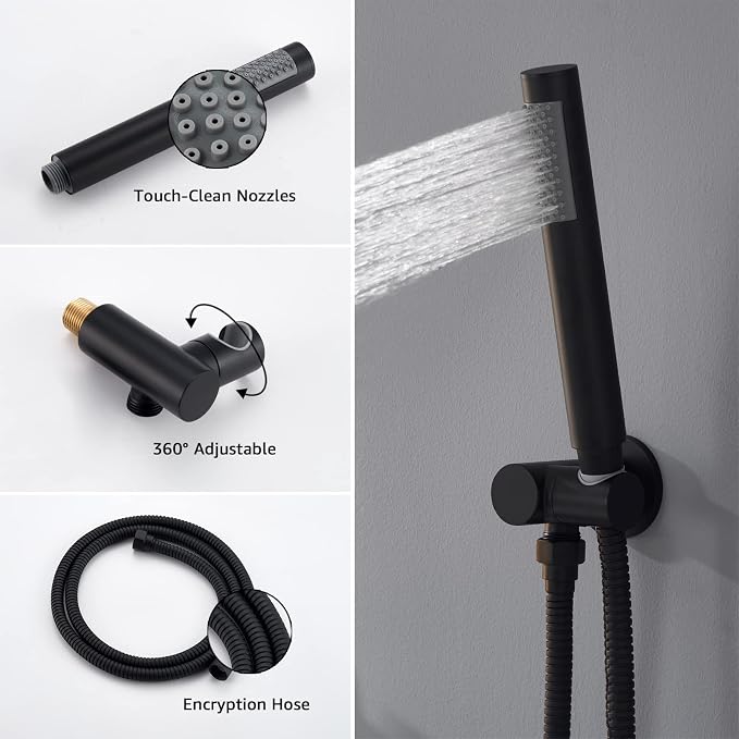 Iriber Matte black Shower System Wall Mounted Shower Faucet Mixer Set - Image 4
