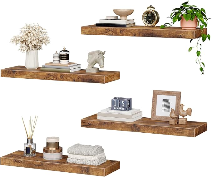 Floating Shelves for Wall, 1.5" Thick Wall Shelf Set of 4 - Image 7
