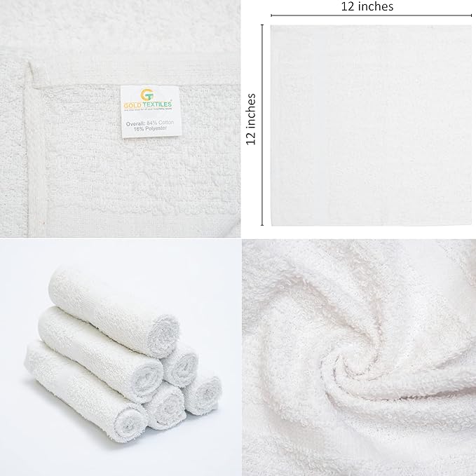GOLD TEXTILES 48 Pack Economy White Washcloths Set - Image 3