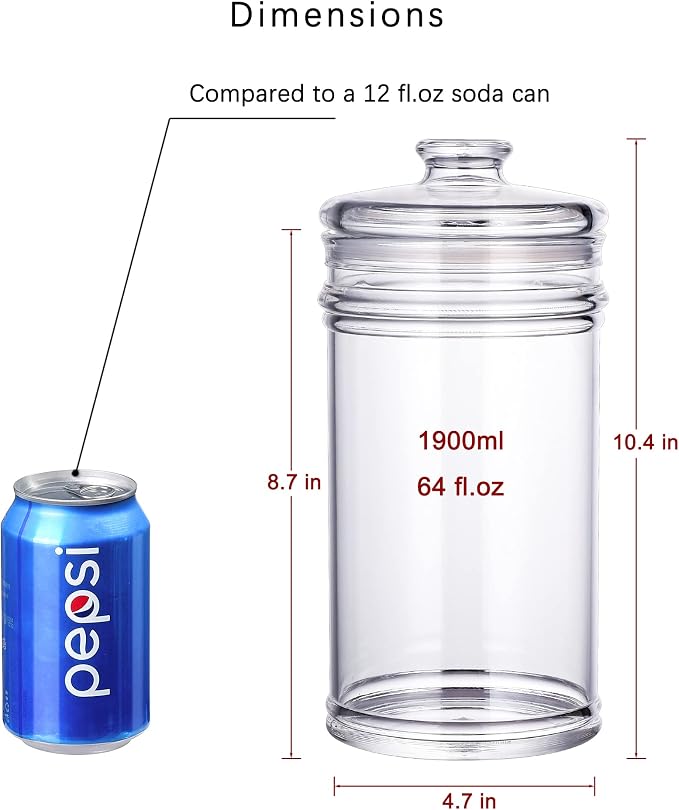64 oz Reinforced Large Acrylic Storage Jar, Airtight Lid Cookie Jar | Ideal - Image 2